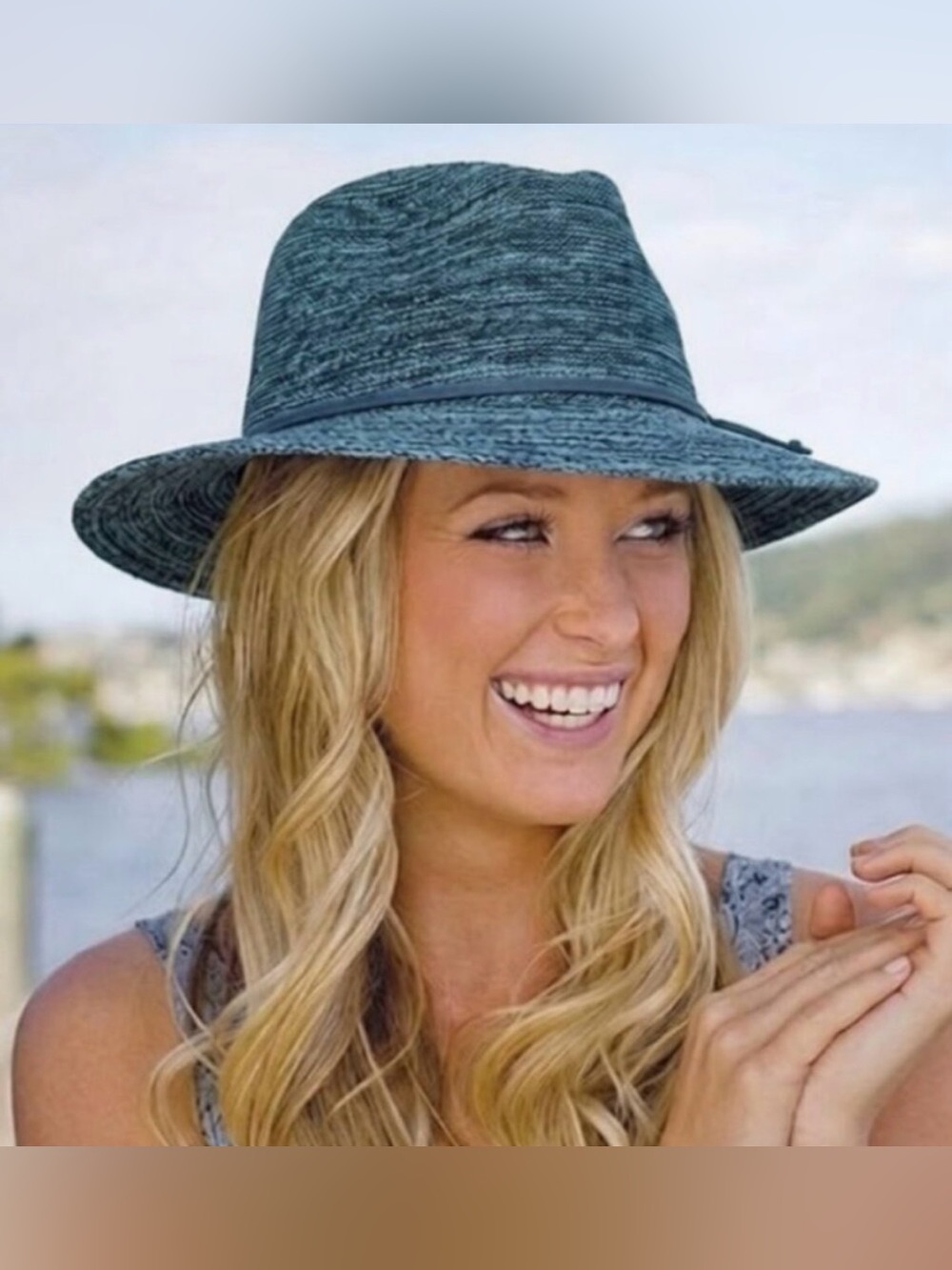 Nwot Wallaroo Victoria Fedora Sun Hat In Mixed Denim